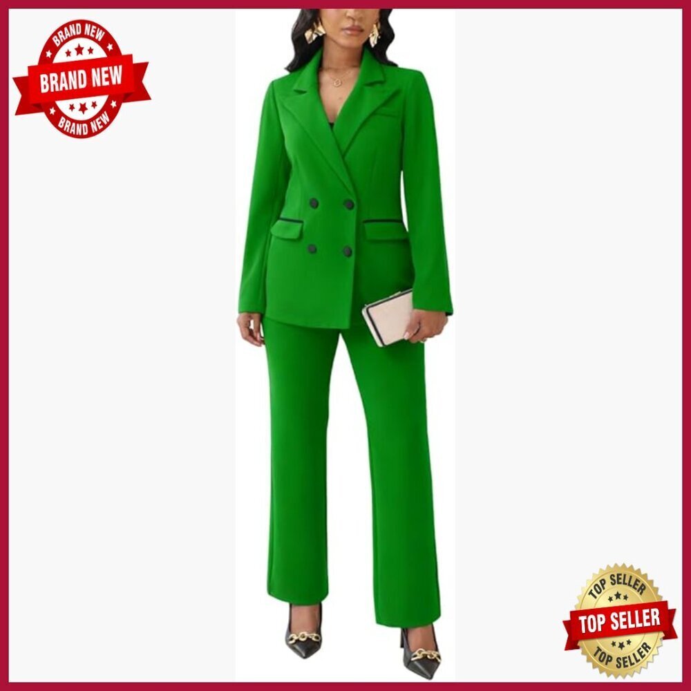 Women's 2-Piece Pant Suit Set Long Sleeve Blazer Business Casual Office Outfit